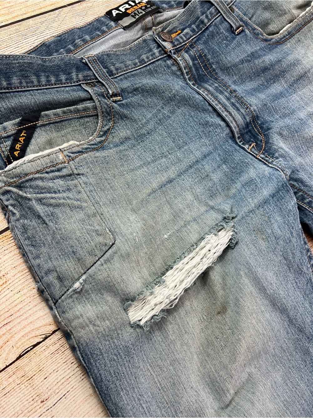 Mens Distress Ariat Rebar M4 Low Rise Boot Cut Denim Jeans 40x30 Lot Of 2 Bundle - Picture 4 of 13